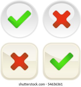 Approved and rejected buttons. Vector set.