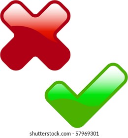 Approved and rejected buttons. Vector set.