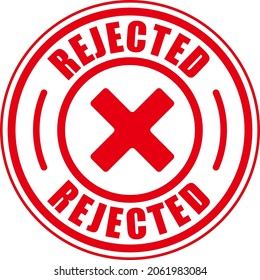 Aprobado y rechazado. Icono rechazado o certificado. Vector de signo rojo rechazado con marca de verificación. 