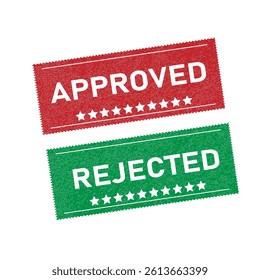 Approved and Rejected Fabric Labels – Red and Green Textile Stamps with Bold White Text