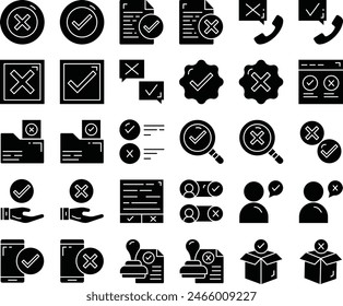 Zulässige und abgelehnte FüllsymbolSet Vektorgrafik Design Illustration Stock