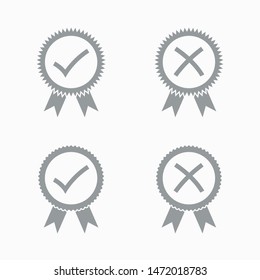 Approved and rejected flat icon on white background, vector illustration