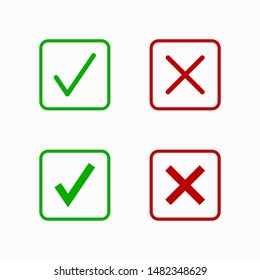 Approved and rejected flat icon on white background, vector illustration