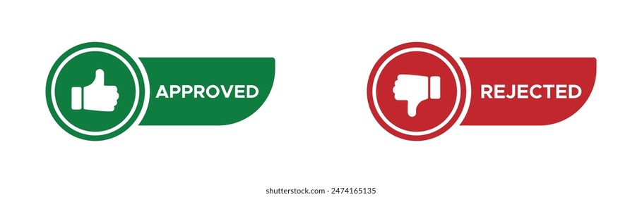 Approved and rejected flat vector icons set