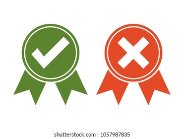 Approved and rejected icon logo. Approved certified icon. Certified seal icon
