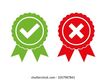 Approved and rejected icon logo. Approved certified icon. Certified seal icon