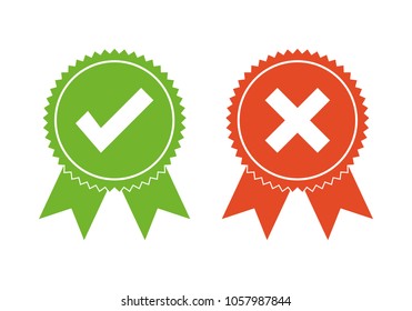Approved and rejected icon logo. Approved certified icon. Certified seal icon