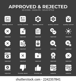 Approved and Rejected Icon Pack With White Color