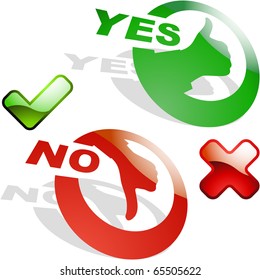 Conjunto de iconos aprobado y rechazado.