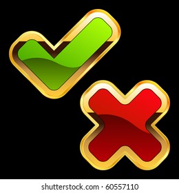 Approved and rejected icon set. Vector illustration.