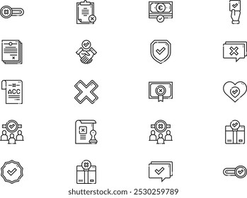 Approved and rejected icons collection is a vector illustration with editable stroke.