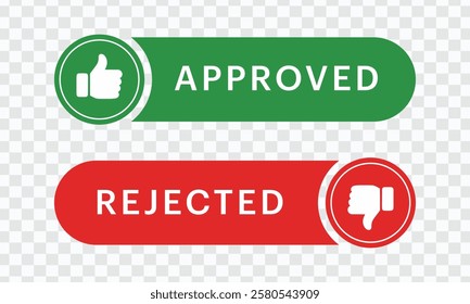 Approved and Rejected Icons Set Checkmark and Cross Symbols