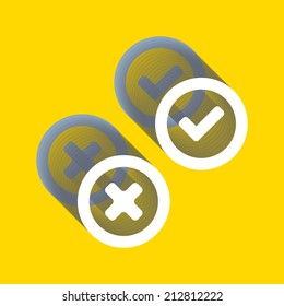 Iconos aprobados y rechazados. Conjunto de vectores. 