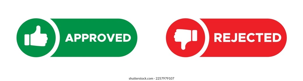 Approved and rejected icons. Approved and rejected vector sign