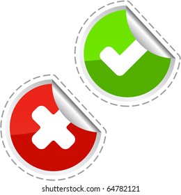 Ilustración aprobada y rechazada. Conjunto de vectores.