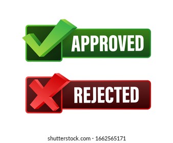 Approved and rejected label sticker icon. Vector stock illustration.