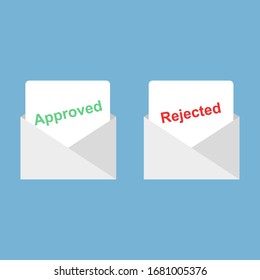 Genehmigte und abgelehnte E-Mail-Symbole. Vektorillustration in flachem Design