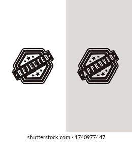 Approved and rejected permit set Stamp label seal badge logo Vector