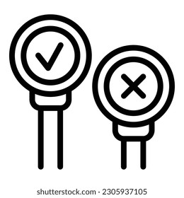 Approved and rejected project icon outline vector. Idea report. Rocket app