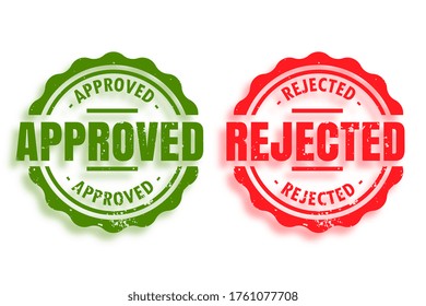 approved and rejected rubber stamps set of two