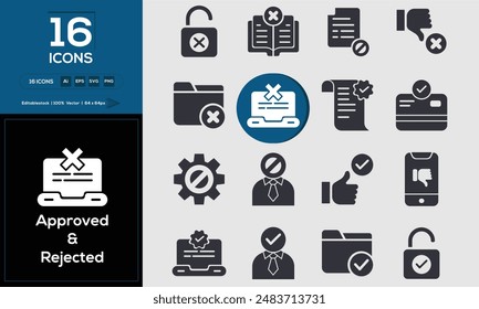 Approved and Rejected Set of high-quality icons that are suitable for Approved and Rejected. And change your next projects with minimalist icon design, perfect for websites, mobile apps, books, social