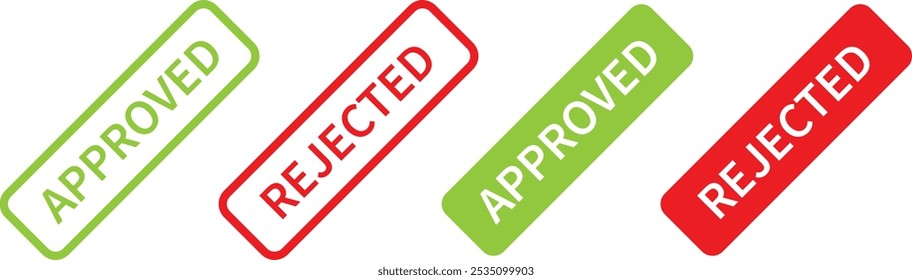 Approved and Rejected sign. Editable Stroke. Vector illustration