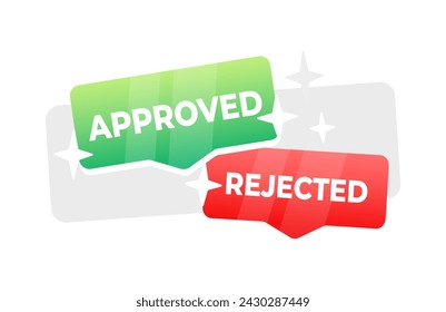 Approved and Rejected speech bubble banner. Promotion and advertising label. Vector illustration