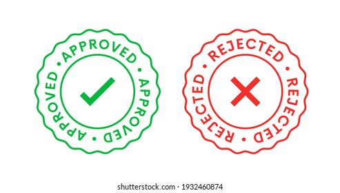 Approved and Rejected Stamp Icon Signs vector design.