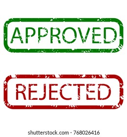 Approved and rejected stamp texture colored. Rectangular stamp grunge approved rubber, vector illustration
