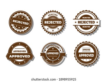 Approved and Rejected Stamp Vector Set Over a White Background
