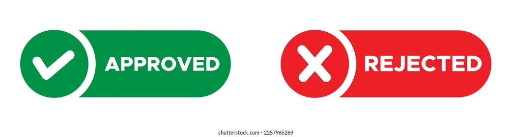 Approved and rejected vector icons set 