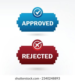 approved and rejected vector signs. right and wrong button. 