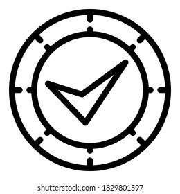 Approved reliability icon. Outline approved reliability vector icon for web design isolated on white background