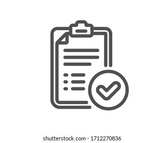 Icono de línea de informe aprobado. Signo de documento aceptado. Símbolo de verificación. Elemento de diseño de calidad. Trazo editable. Icono de informe aprobado con estilo lineal. Vector