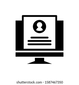 Approved resume icon vector in black flat design on white background