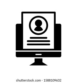 Approved resume icon vector in black flat design on white background