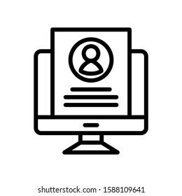 Approved resume icon vector in lineart style on white background