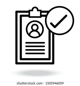 Approved resume outline icon vector