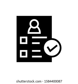 Approved resume outline icon vector in black flat design on white background