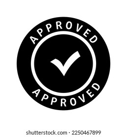 Approved round stamp with tick. Vector stock illustration isolated on white background. EPS10