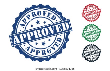 Approved Rubber Stamp around Grunge on White Background. Approved Sign Design Template.
