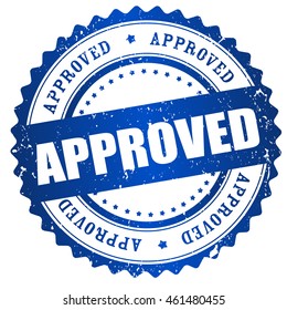 Approved rubber stamp blue grunge isolated on white background