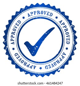 Approved rubber stamp blue grunge isolated on white background