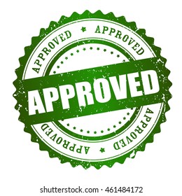 Approved rubber stamp green grunge isolated on white background