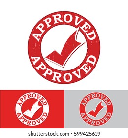 Approved - rubber stamp /label.  Grunge design with dust scratches. Grunge layer is applied exactly on the colored stamp. Color is easily change.