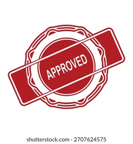 Approved Rubber Stamp. Red Approved Rubber Grunge Stamp Vector Illustration