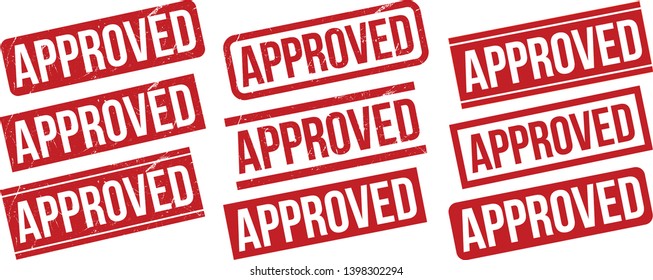 Approved rubber stamp set  Red Approved rubber grunge stamp vector illustration    Vector