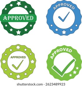 Approved Seal Stickers Vector Graphic Set