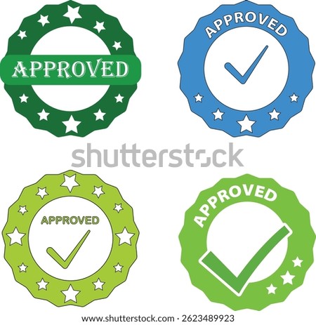 Approved Seal Stickers Vector Graphic Set