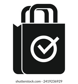 Icono de comercio de compras aprobado vector simple. Cambiar la reclamación. Personas de aplicaciones